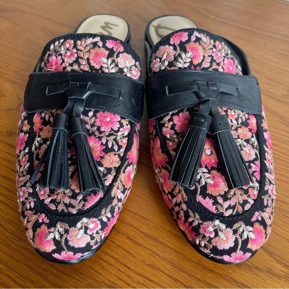 Sam Edelman Paris 2 Floral Embroidered Tassel Mules Size 5.5 - Picture 7 of 12